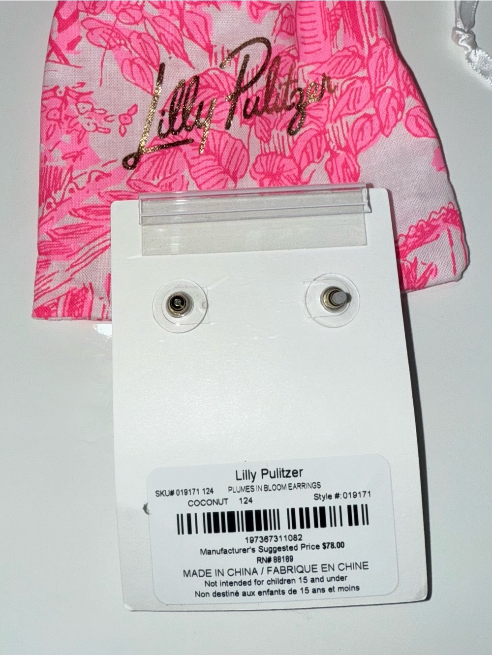 LILLY PULITZER PLUMES IN BLOOM CONVERTIBLE EARRINGS IN COCONUT - Picture 3 of 6